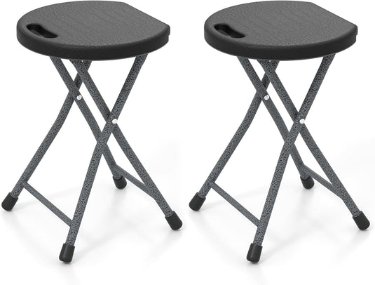 Goplus Folding Stool Collapsible Round Stool with Handle for Fishing Hiking Gardening BBQ