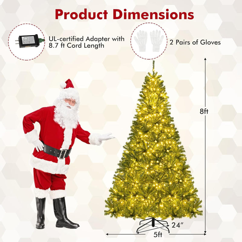 Load image into Gallery viewer, Goplus 6FT | 7FT | 8FT Pre-Lit Remote Control Artificial Christmas Tree with Warm White LED Lights
