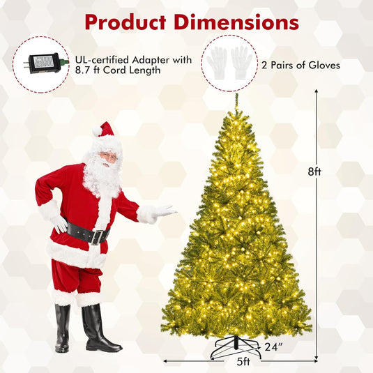 Goplus 6FT | 7FT | 8FT Pre-Lit Remote Control Artificial Christmas Tree with Warm White LED Lights