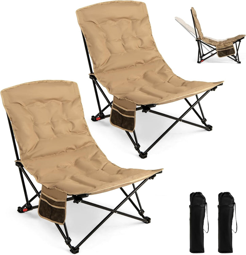 Load image into Gallery viewer, Goplus 4-Position Padded Outdoor Chair with 500 LBS Support Portable Folding Camping Chair
