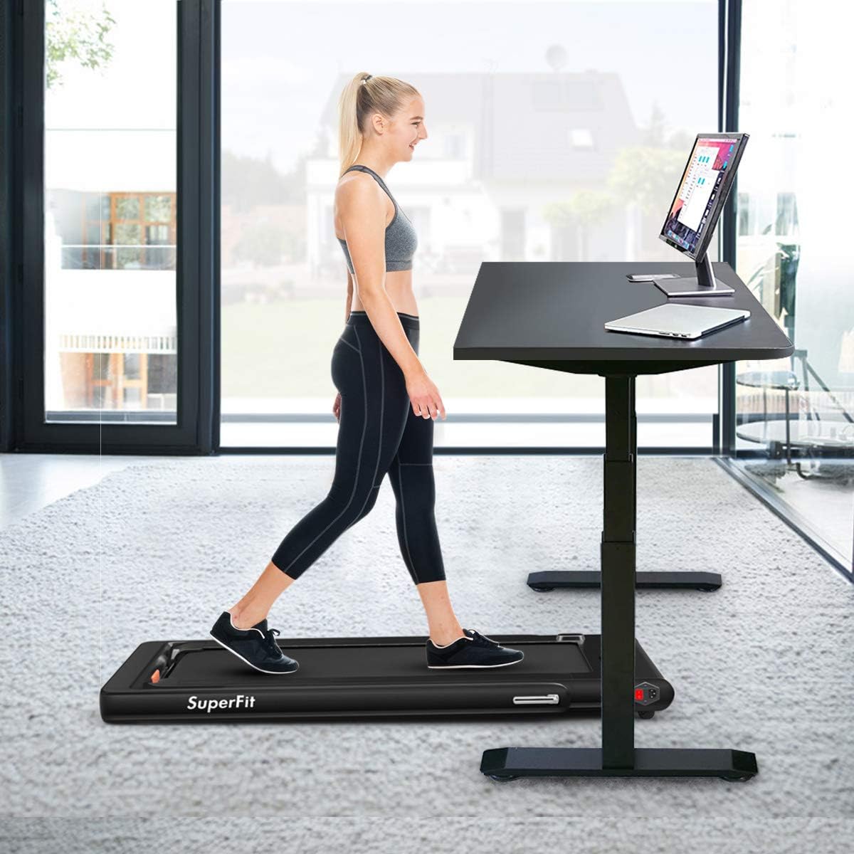 Goplus Goplus 2-in-1 Under Desk Treadmill walking pad - 3.8 mph max speed, 48 dB quiet operation, 220 lbs capacity - Perfect for home office and under desk use