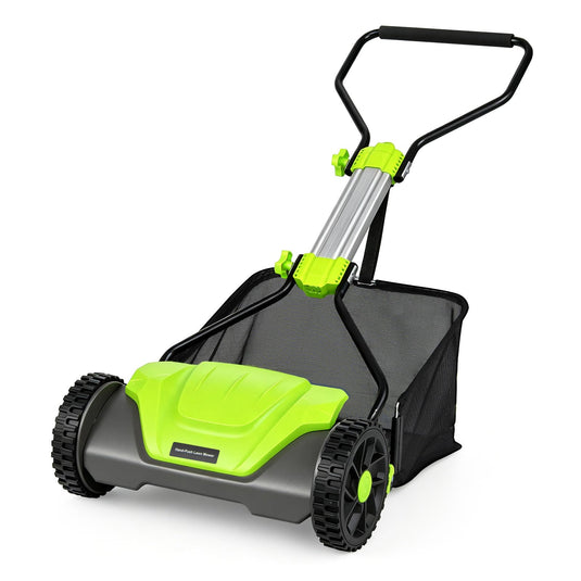 Goplus 16 Inch 5-Blade Push Reel Lawn Mower | Walk-Behind Manual Cordless Grass Cutter