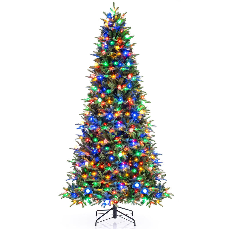 Load image into Gallery viewer, Goplus 7ft/8ft Pre-Lit Artificial Christmas Tree with Quick Power Connector Hinged Xmas Tree Home Holiday Decoration
