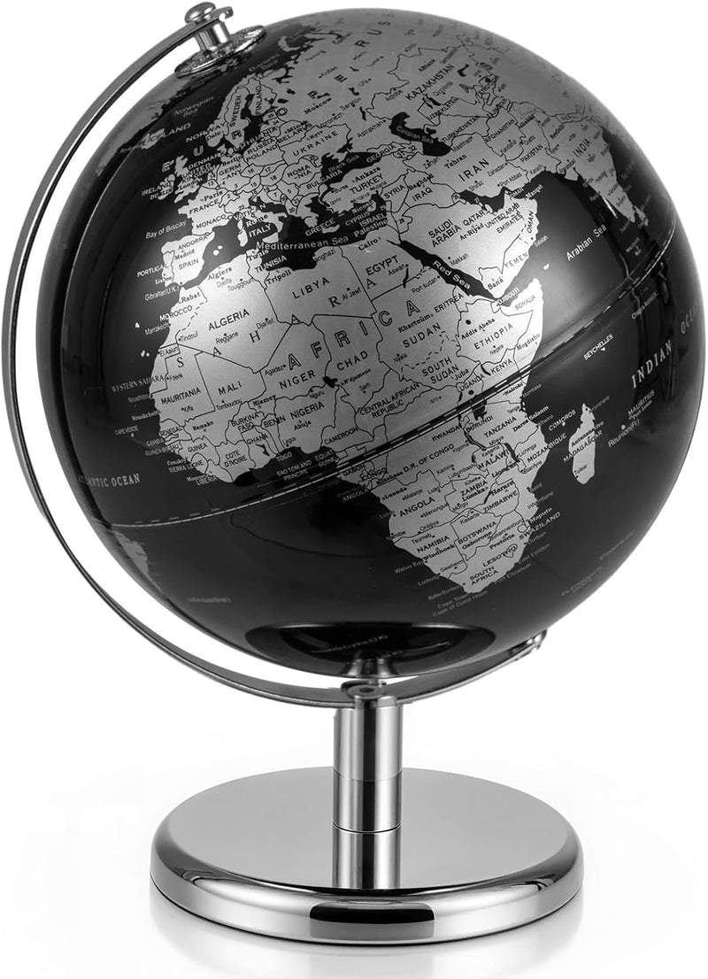 Load image into Gallery viewer, Goplus 8-Inch Metallic Black World Globe Educational Learning Toy
