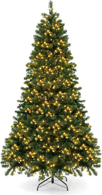 Goplus Pre-Lit Artificial Christmas Tree, Hinged Xmas Tree with 821 Branch Tips