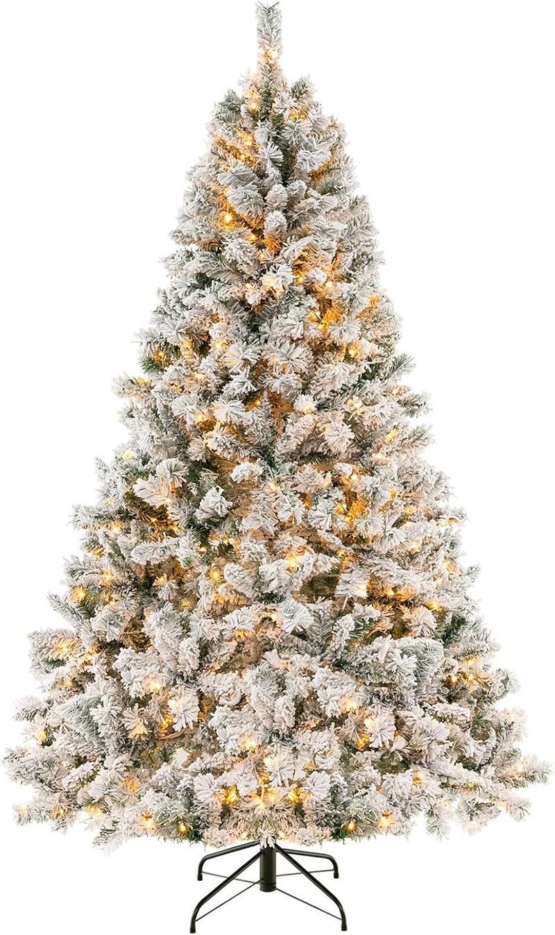 Load image into Gallery viewer, Goplus 3-Minute-Setup Pre-Lit Snow Flocked Christmas Tree Artificial Hinged Xmas Tree
