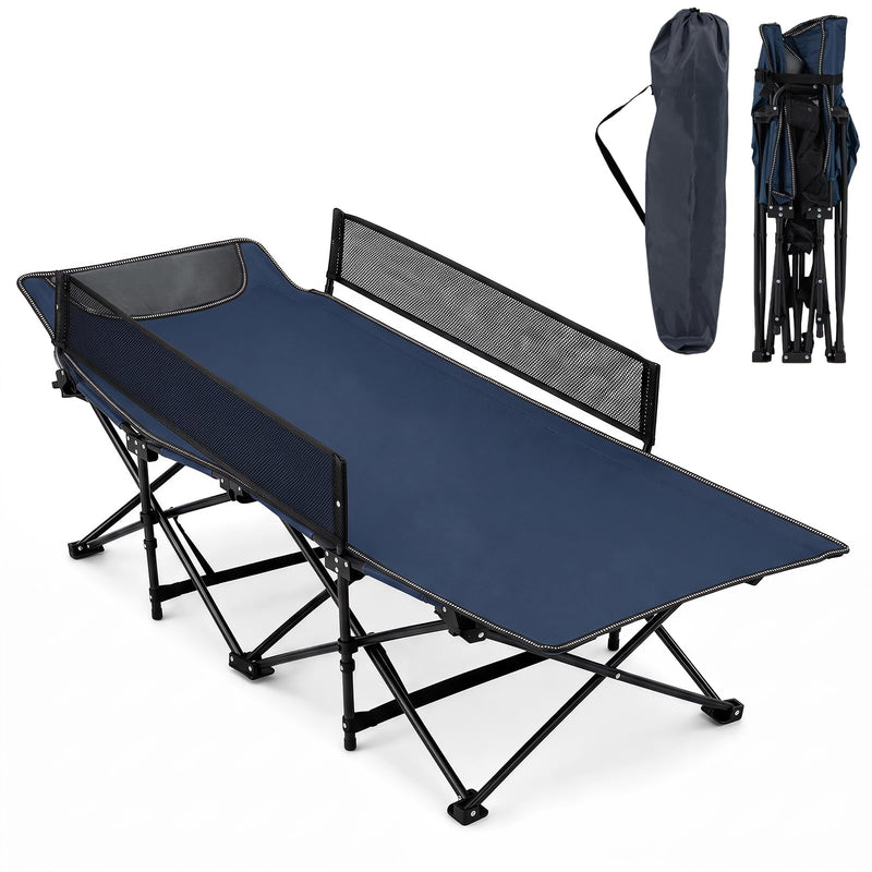 Load image into Gallery viewer, Goplus Foldable Kids Cot | Portable Travel Toddler Cot Bed with Guardrail for Outdoor Indoor
