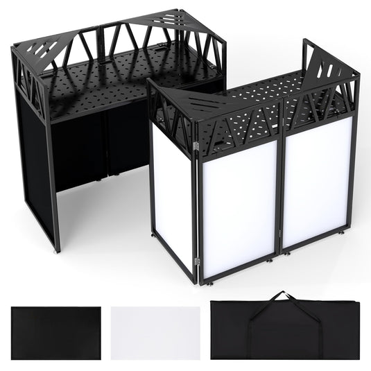 Goplus Portable DJ Booth with Scrims & Carrying Bag | Foldable Mobile DJ Table Stand