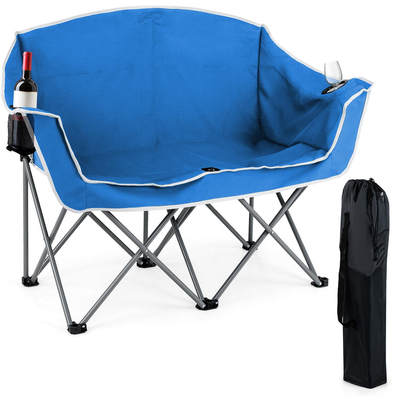 Load image into Gallery viewer, Goplus Folding 2-Person Couch w/2 Cup Holders Dual Back Pockets
