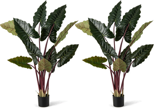 Goplus 63" Tall Fake Pre-Potted Plant w/ 11 Faux Leaves & Bendable Stems