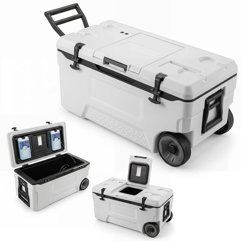 Load image into Gallery viewer, Goplus 53/74 QT Insulated Hard Cooler Portable Rolling Cooler w/Wheels
