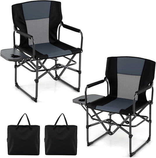 Goplus Heavy-Duty Director Chair with Side Table Cup Holder & Carrying Bag