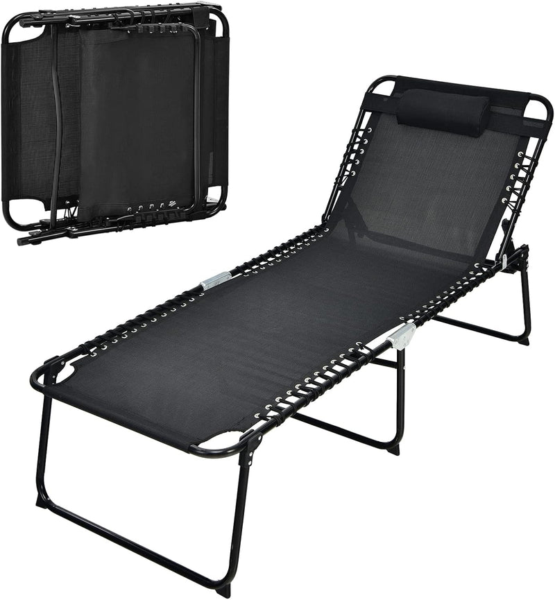 Load image into Gallery viewer, Goplus Extra Large Lounge Chair Outdoor Folding 5-Position Tanning Chair
