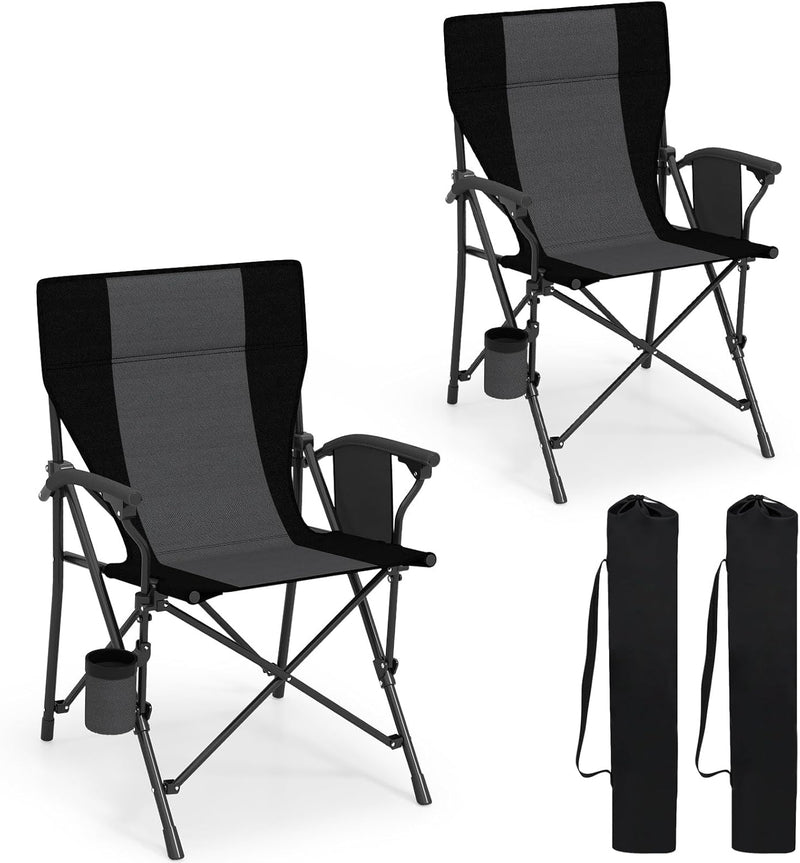 Load image into Gallery viewer, Goplus 350 LBS Portable Lawn Chair for Adults with Padded Armrests and Cup Holder
