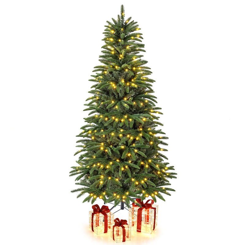Load image into Gallery viewer, Goplus 5ft/6ft/7ft Pre-Lit Hinged Christmas Tree with 3 Lighted Gift Boxes
