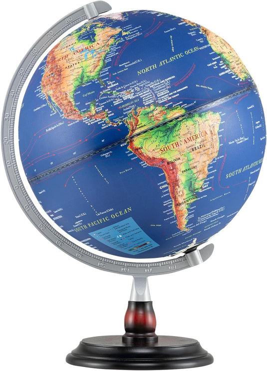 Goplus 12 Inch Antique Light up Rotating Globe Night Lamp with Wooden Stand