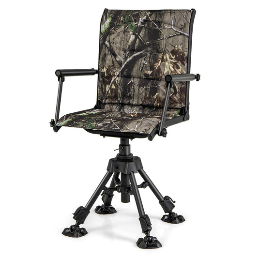 Goplus 360° Swivel Hunting Chair | Portable Silent Deer Chair with Padded Armrests for Hunting