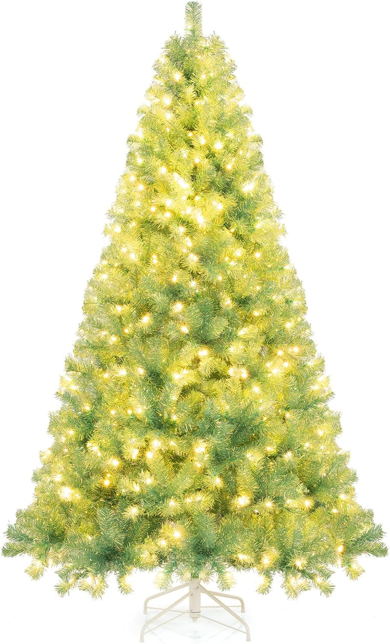 Load image into Gallery viewer, Goplus 6FT / 7.5FT Pre-Lit Tinsel Christmas Tree with Warm White LED Lights
