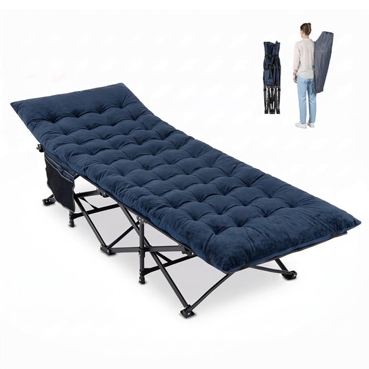 Goplus Camping Cot for Adults with Soft Padded Mat | Heavy-Duty Folding Portable Oxford Sleeping Bed
