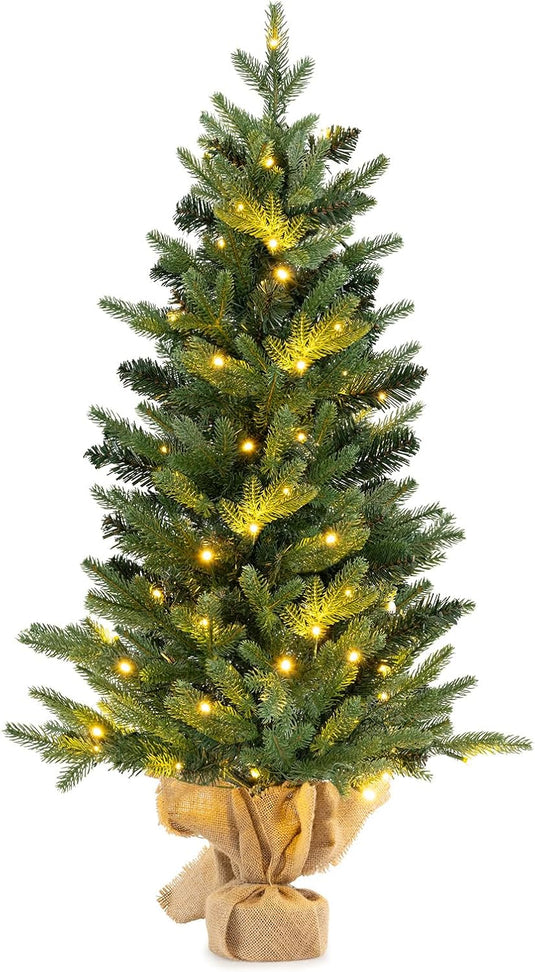 Goplus Tabletop Battery Operated Small Fir Xmas Tree with Warm White LED Lights
