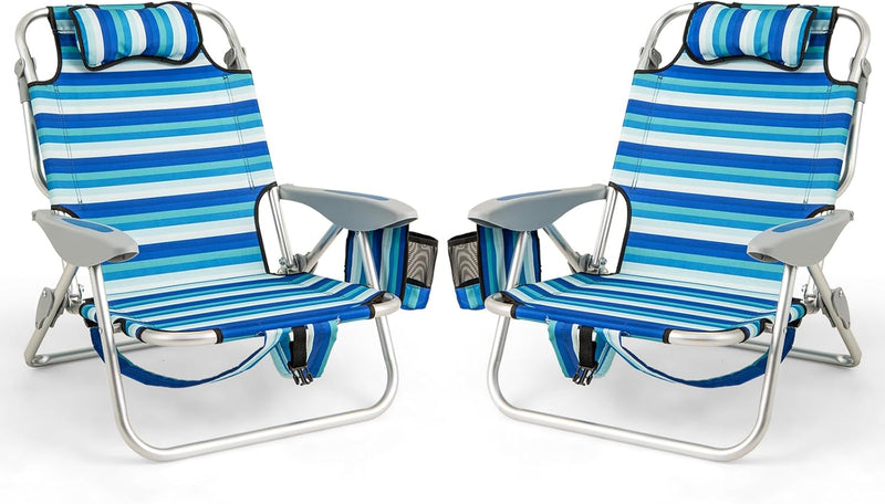 Load image into Gallery viewer, Goplus 330lbs Folding Backpack Chairs for Adults with 4-Position Backrest &amp; Headrest
