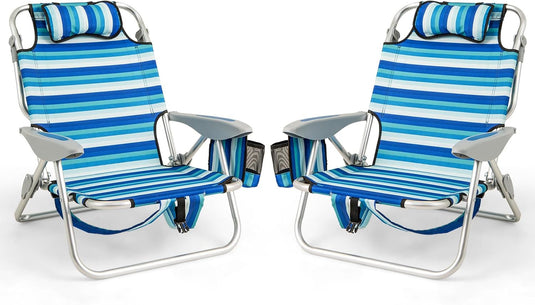 Goplus 330lbs Folding Backpack Chairs for Adults with 4-Position Backrest & Headrest