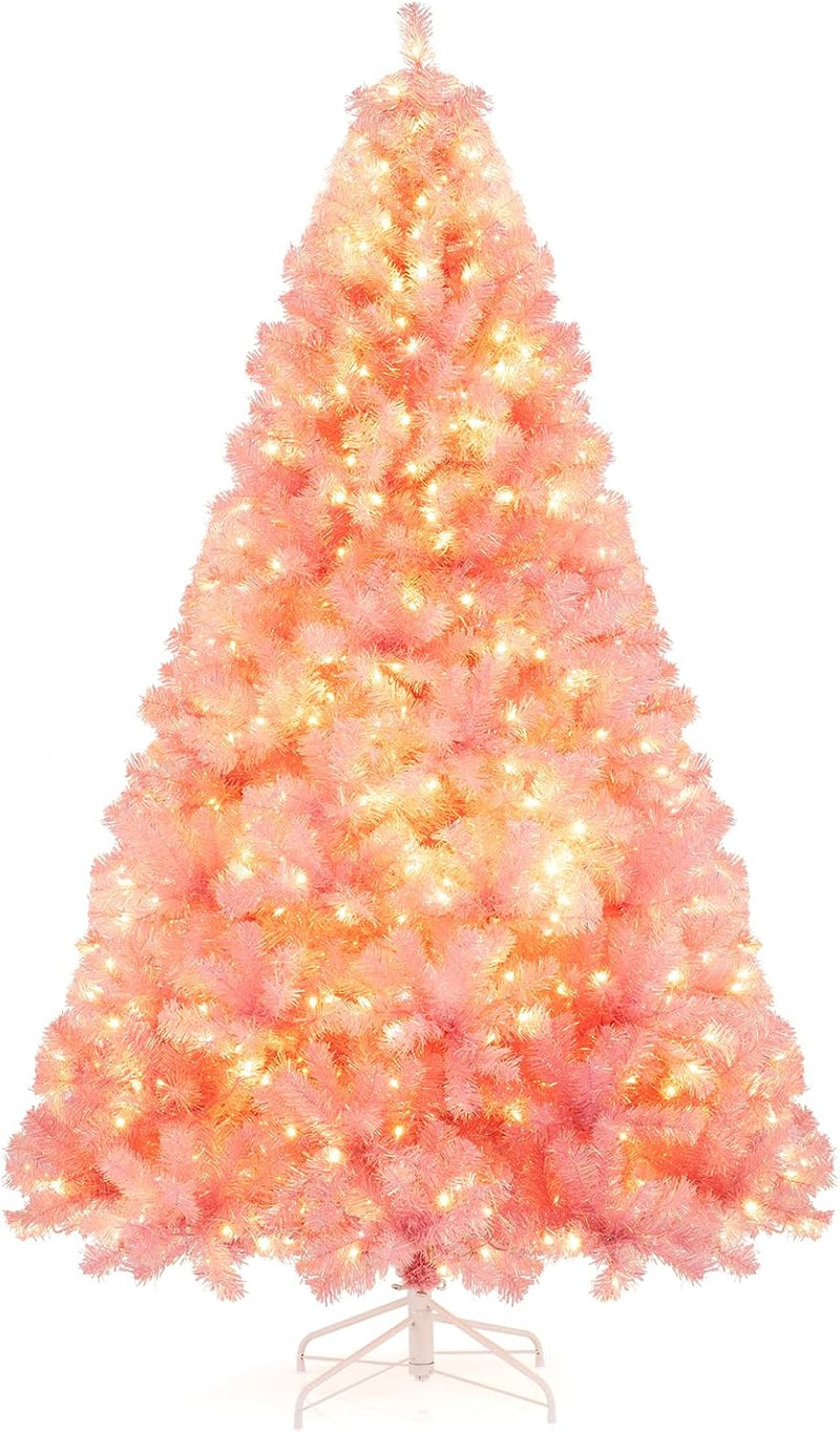 Load image into Gallery viewer, Goplus 6FT / 7.5FT Pre-Lit Tinsel Christmas Tree with Warm White LED Lights
