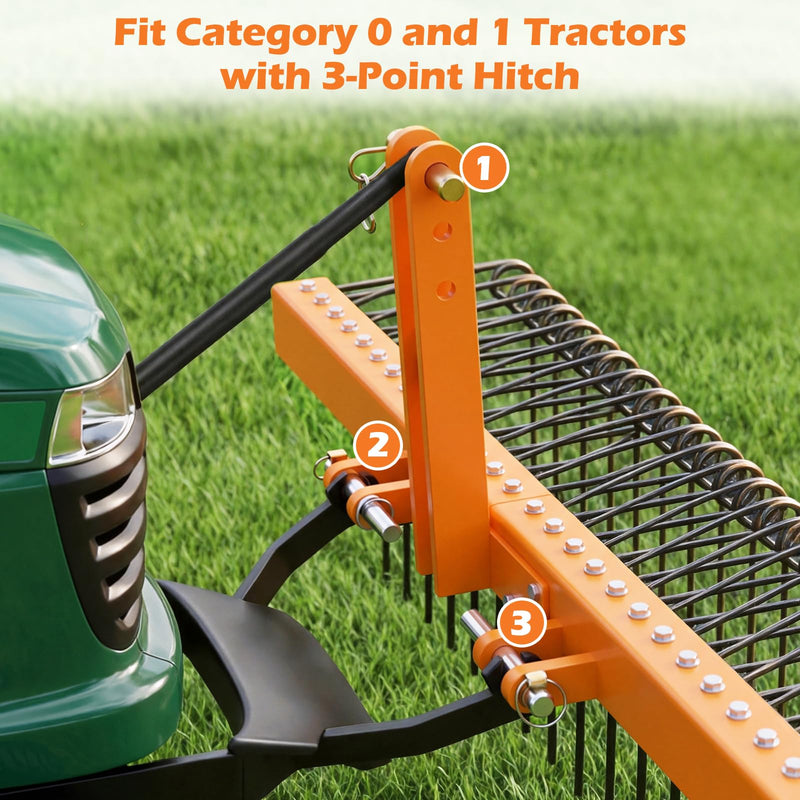 Load image into Gallery viewer, Goplus 72" Pine Straw Rake Tow Behind Landscape Rake with 30 Metal Coil Tines
