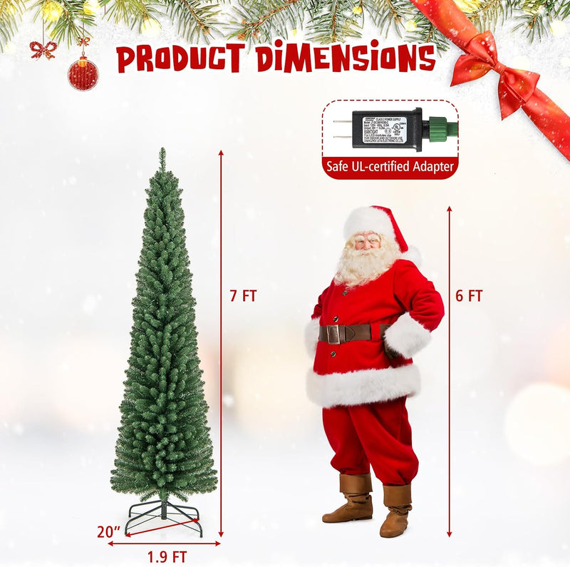 Load image into Gallery viewer, Goplus Pre-Lit Slim Pencil Christmas Tree Slender Holiday Tree for Home Office Decoration
