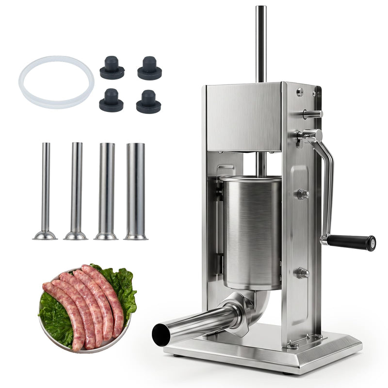 Load image into Gallery viewer, Goplus Manual Sausage Stuffer | Stainless Steel Meat Filling Machine w/2 Speeds &amp; 4 Stuffing Tubes
