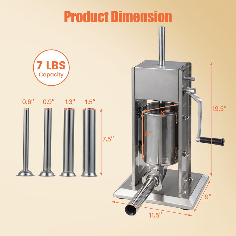 Load image into Gallery viewer, Goplus Manual Sausage Stuffer | Stainless Steel Meat Filling Machine w/2 Speeds &amp; 4 Stuffing Tubes
