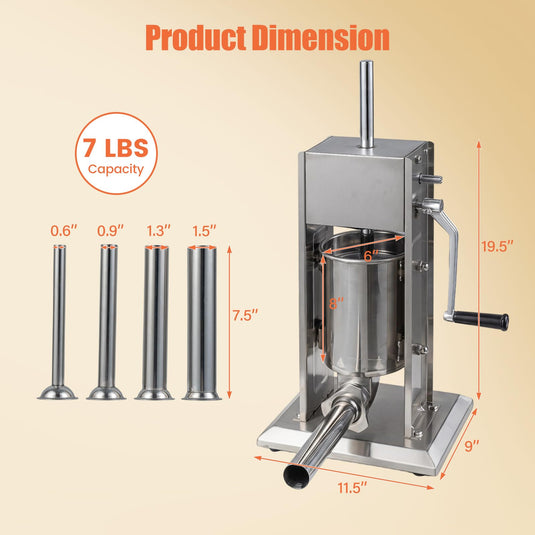 Goplus Manual Sausage Stuffer | Stainless Steel Meat Filling Machine w/2 Speeds & 4 Stuffing Tubes