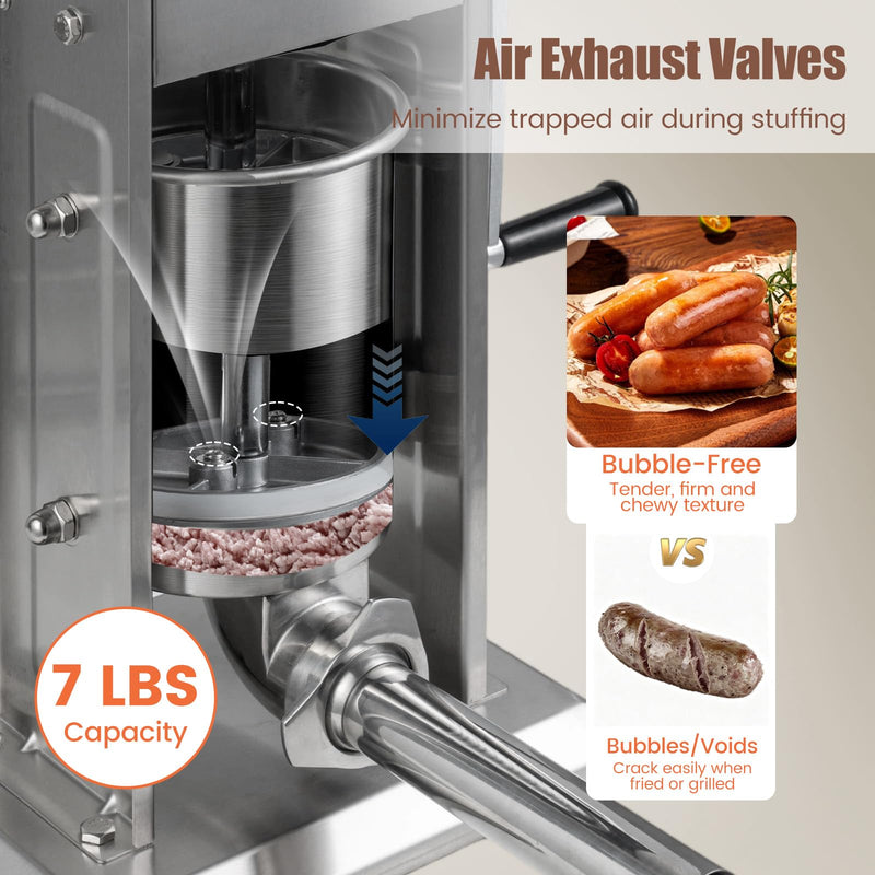 Load image into Gallery viewer, Goplus Manual Sausage Stuffer | Stainless Steel Meat Filling Machine w/2 Speeds &amp; 4 Stuffing Tubes
