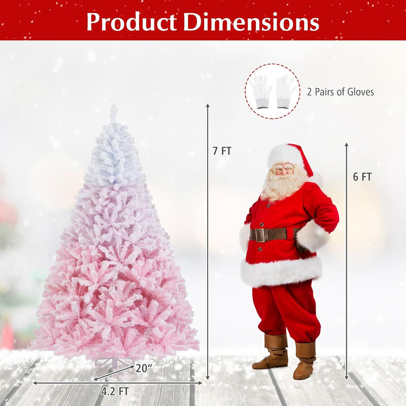 Load image into Gallery viewer, Goplus Pink Gradient &amp; White Snow Flocked Christmas Tree | Home Office Decoration
