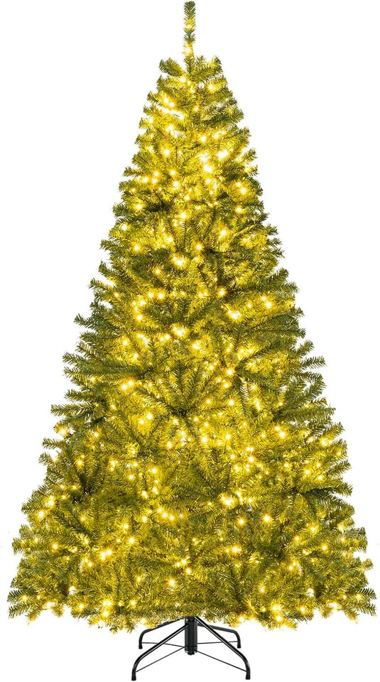 Goplus 6FT | 7FT | 8FT Pre-Lit Remote Control Artificial Christmas Tree with Warm White LED Lights