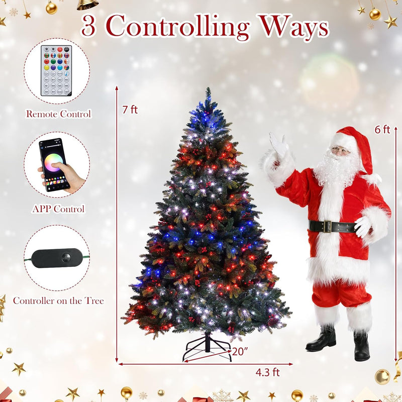 Load image into Gallery viewer, Goplus Smart Pre-Lit Artificial Christmas Tree with Remote Control APP-Controlled Multicolored RGB Lights
