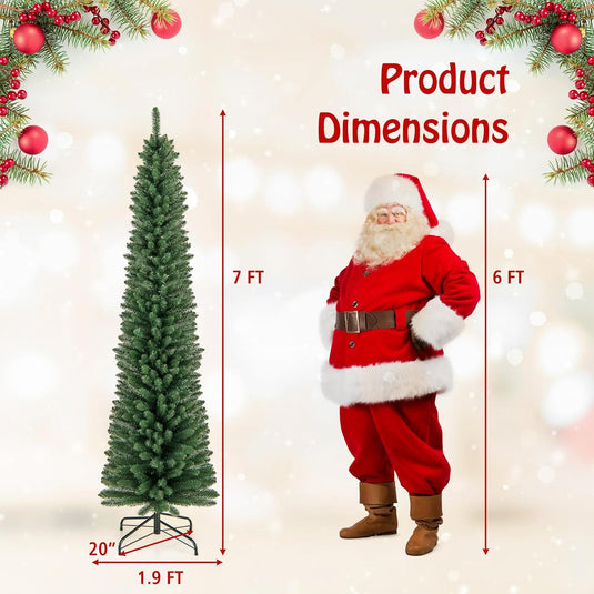 Goplus 5ft / 6ft / 7ft / 8ft Artificial Skinny Xmas Tree with Quick Shape Technology
