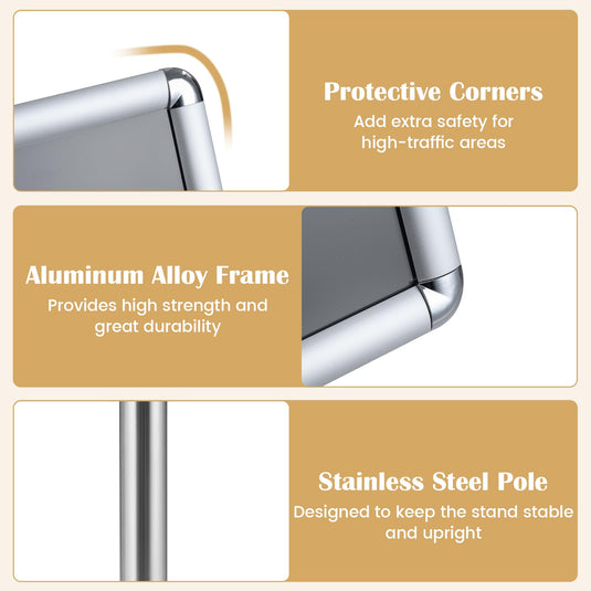 Goplus 8.5 x 11 Inch Sign Holder Stand with Snap-Open Frame & 360° Rotation