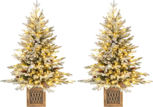 Goplus 4 FT Pre-lit Entrance Christmas Tree with 231 Branch Tips and 100 LED Lights