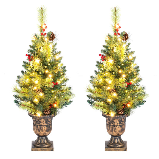 Goplus 3 FT Pre-Lit Potted Christmas Tree for Home Porch Entrance