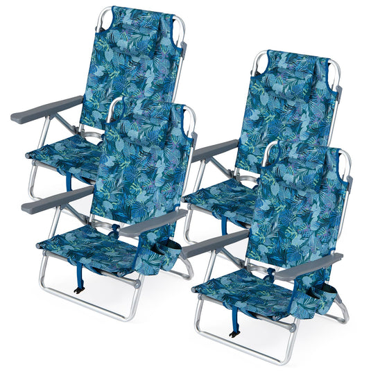 Goplus Beach Chairs Portable Folding Backpack Recliners(2/4)