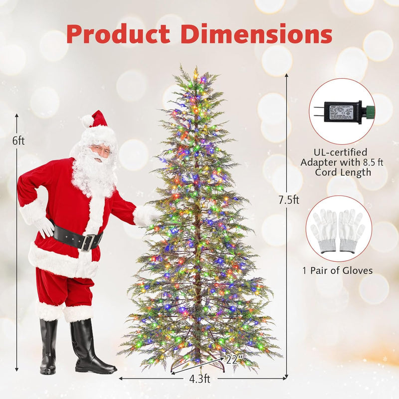 Load image into Gallery viewer, Goplus 6.5FT / 7.5FT Pre-Lit Hinged Sparse Xmas Fir Tree with Multicolored LED Lights
