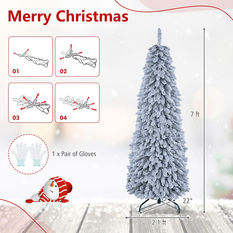 Load image into Gallery viewer, Goplus 6ft/7ft Pop Up Snow Flocked Christmas Tree | Easy Setup for Small Space Porch Corner

