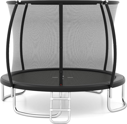 Goplus 8FT 10FT 12FT ASTM Approved Heavy-Duty Recreational Kids Trampoline w/Safety Enclosure Net