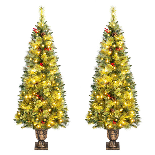 5 FT Christmas Tree Pre-Lit Tabletop Artificial Entrance Tree with 100 Led Lights