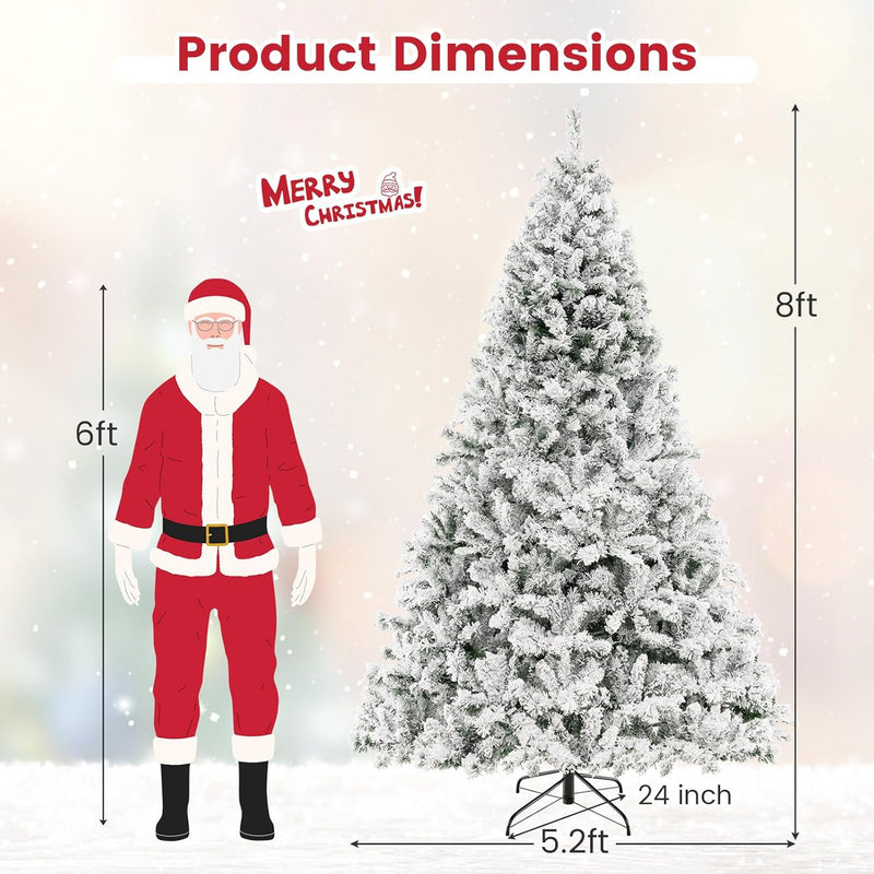Load image into Gallery viewer, Goplus 3-Minute-Setup Pre-Lit Snow Flocked Christmas Tree Artificial Hinged Xmas Tree
