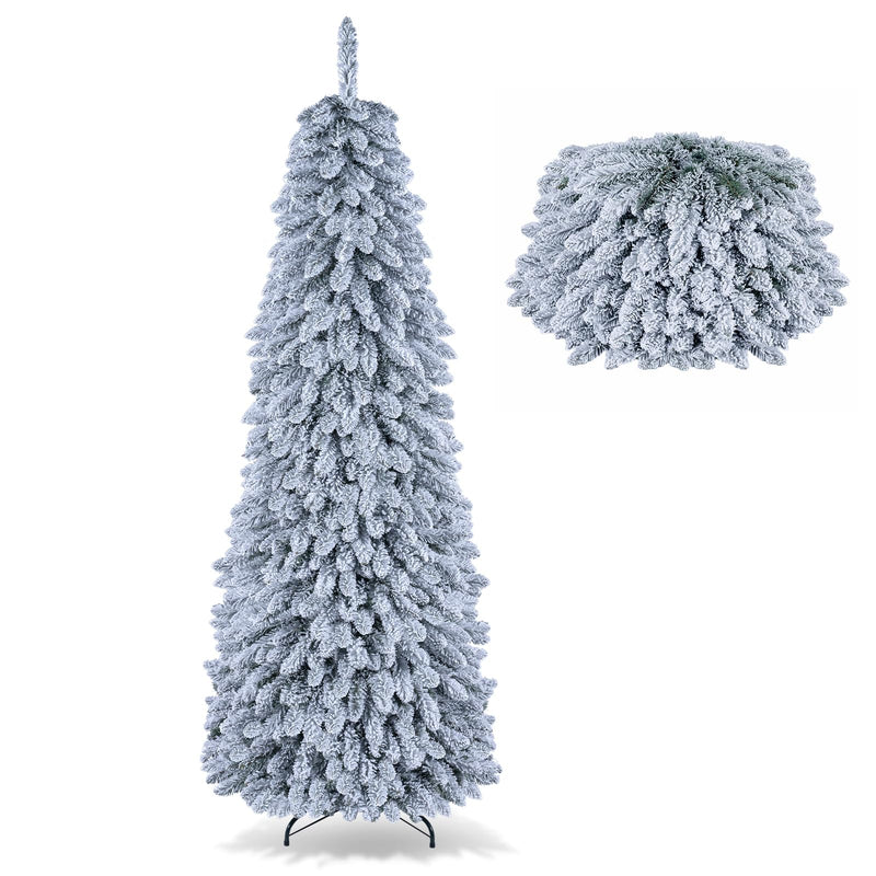 Load image into Gallery viewer, Goplus 6ft/7ft Pop Up Snow Flocked Christmas Tree | Easy Setup for Small Space Porch Corner
