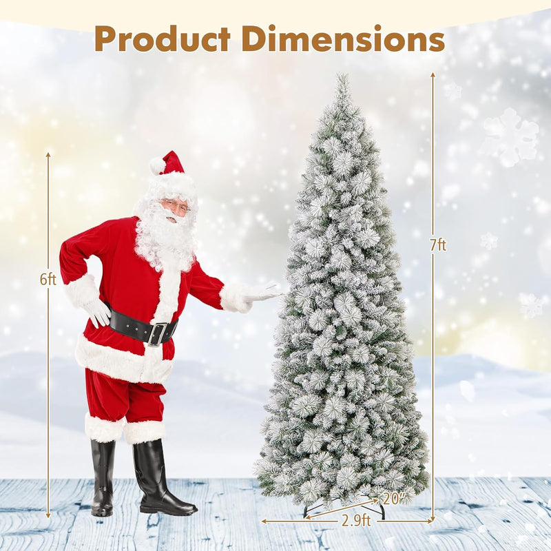 Load image into Gallery viewer, Goplus 6ft / 7ft Pre-Lit Pop Up Christmas Tree Collapsible Snow Flocked Artificial Xmas Tree
