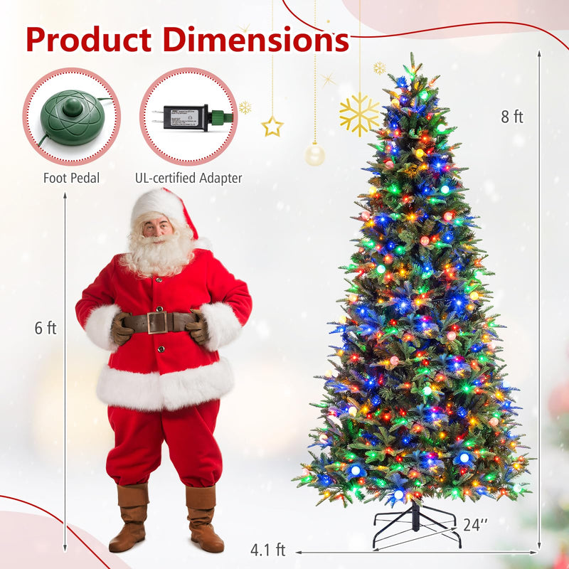 Load image into Gallery viewer, Goplus 7ft/8ft Pre-Lit Artificial Christmas Tree with Quick Power Connector Hinged Xmas Tree Home Holiday Decoration

