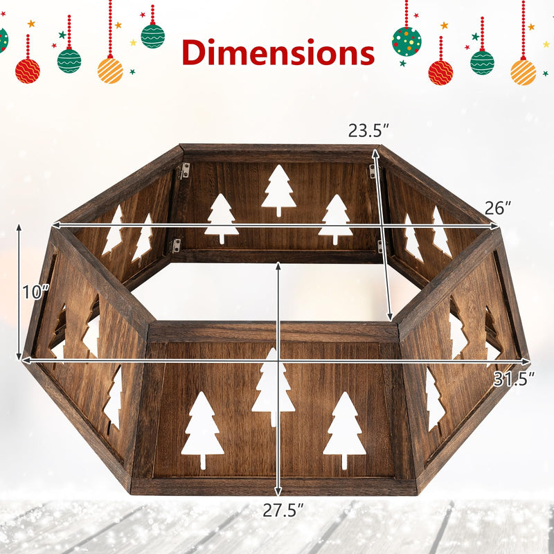 Load image into Gallery viewer, Goplus 31.5" Wood Christmas Tree Collar |  Fits up to 6 ft-9 ft Christmas Tree
